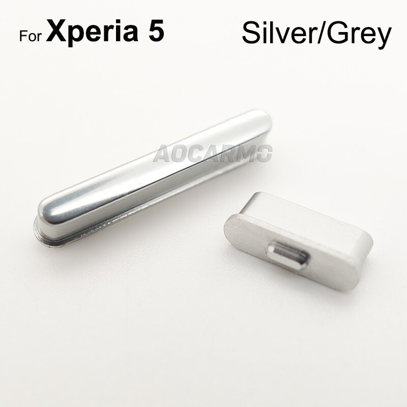 Aocarmo For Sony Xperia 5 / X5 / J8210 J9210 Power Volume Side Button Key Aluminum Replacement: Silver / Gray