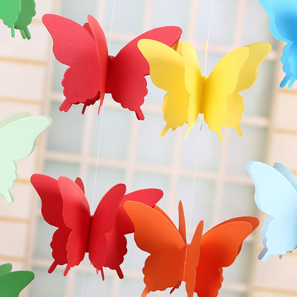 3D Paper Butterfly Garland Buntings For Wedding Party Birthday Festival Diy Banner Hanging Decorations 3D Paper Butterfly String