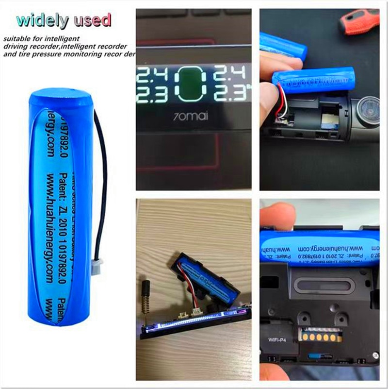 100% original battery, 70mai dash cam A800 hmc1450 backup battery, battery, 3-wire plug, 14x50mm, 3.7 V, 500 MAH,