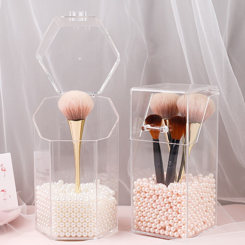 Brush Clear Transparent Acrylic Cosmetic Storage Makeup Organizer Desktop Home Container Lisptick Manicure Pearl Box Case