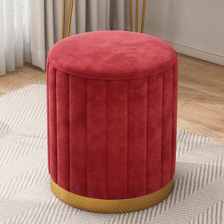 Tabouret de maquillage tabouret rond de luxe chaise chambre en ligne banc de rangement de célébrités canapé tabouret commode tabouret chaise de maquillage petit.: Rouge