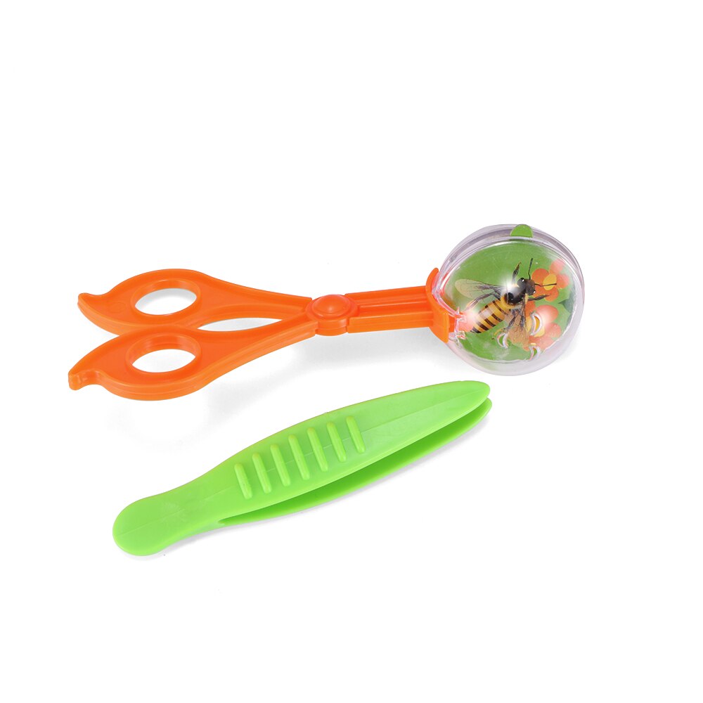 Nature Exploration Toy Kit Kids Plant Insect Study Tool Plastic Clamp Scissor Tweezers Inset Round Head Scissors Clamp Toy: Default Title