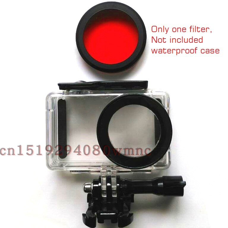 Kit Bag for Xiaomi Mijia 4K Mini Camera Waterproof Housing Battery Case Frame Cover Silicone Shell Lens Cap UV Filter Glass Film: only red filter