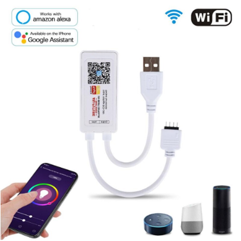 Tuya wifi app inteligente mini controlador led dc 5v-24v 6a adequado para 2835 3528 5050 rgb led luz de tira cor transformar interfa usb