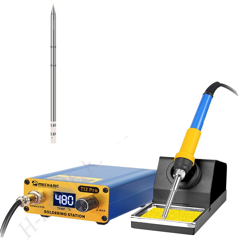 MECHANIC T12 Pro intelligent soldering station LED digital display BGA rework station with soldering iron head welding tool: Host and 1Pcs I tip / 220V
