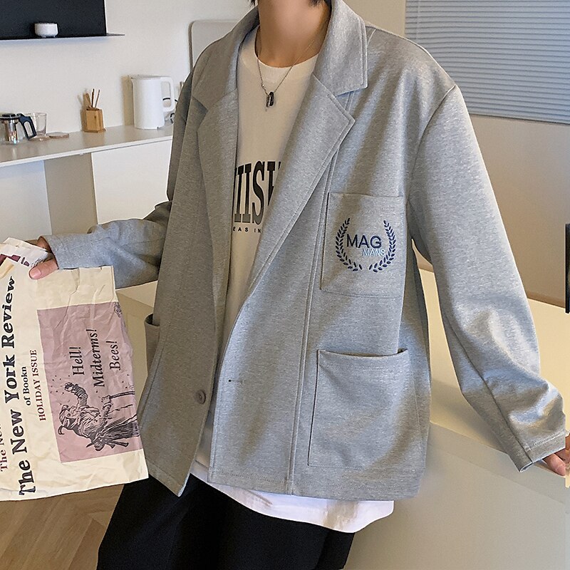 Dark Icoon Borduurwerk Jasje Mannen Oversized Preppy Stijl Mannen Jassen Studenten Jongen Jassen