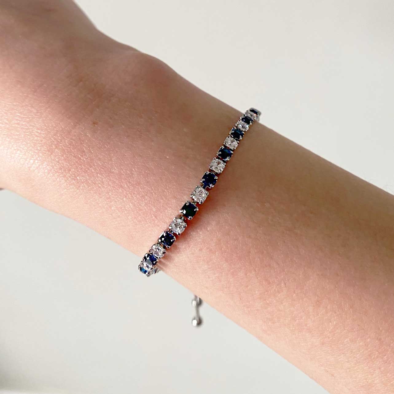 Tennis Bracelets For Women Simple Blue Round 3*3mm Zircon Rose Gold Color Girl's Bracelet Jewerlly Korean H055