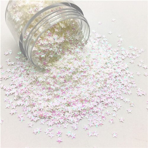 10G Stereoscopische Vijf Hoek Ster Pailletten Fadeless 3 Mm Eo-Vriendelijke Huisdier Sequin Gezicht Make-Up En Nail Art diy Manicure Accessorries: AB white
