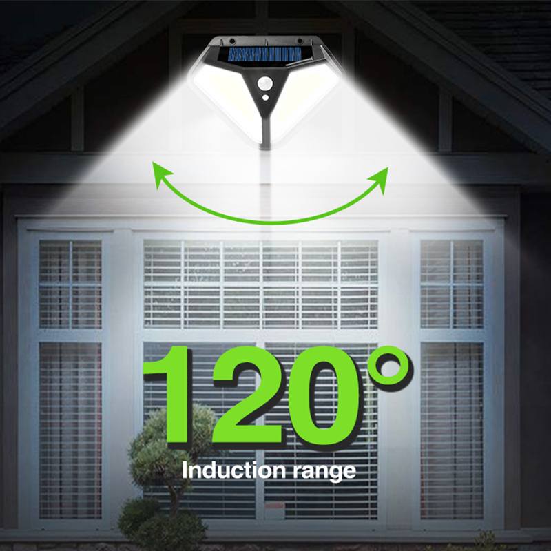 50 cob /102 led's zonne-led wandlamp met tweezijdige verlichting, bewegingssensor,  ip65 buitentuinpaden, straatverlichting 's nachts