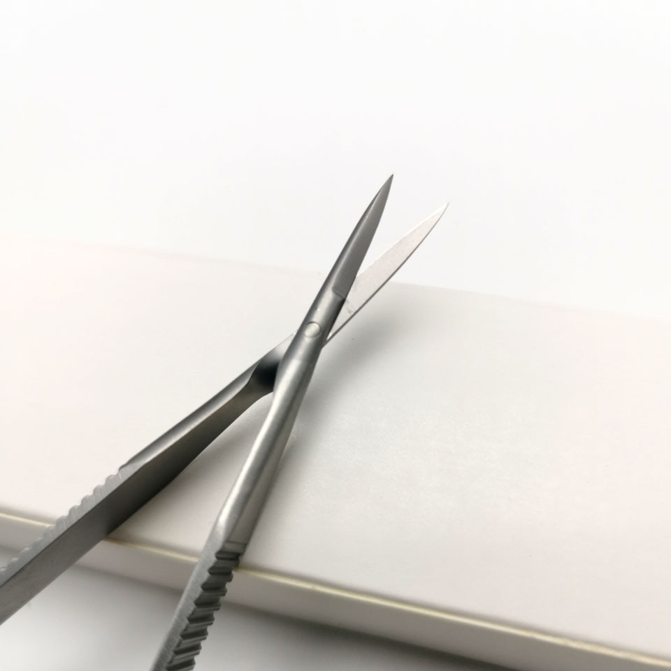 HYTOOS Stainless Steel Scissors Squeeze Straight Cuticle Scissor Dead Skin Cutter Open Eye Microscissors Manicure Tools 12cm