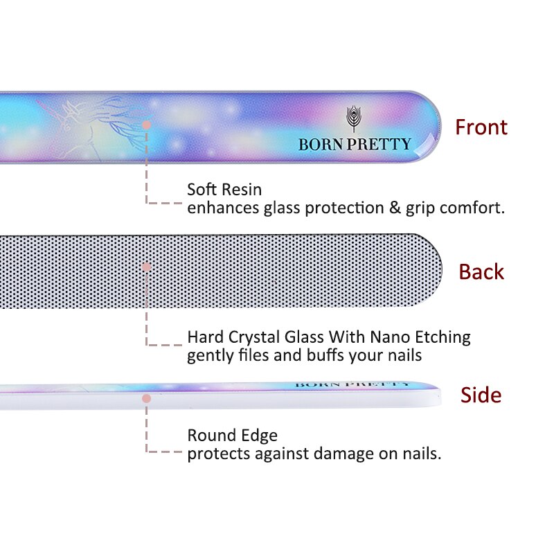 GEBOREN PRETTY Gradiënt Nano Glas Bestand Nail Buffer Reinigbare Shiny Slijpen Buffer Manicure Nail Art Tool