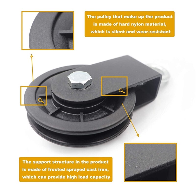 90Mm Kabel Katrol 360 Graden Ultra-Stille Afneembare Roterende Tractie Wiel Voor Lat Katrol Systeem Lifting Blok Lift