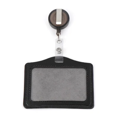 1 Set PU ID Staff Employee's Card Holder with Retractable Badge Reel Students Old People Bus Card Sleeve Pass Access Card Cover: Light Grey