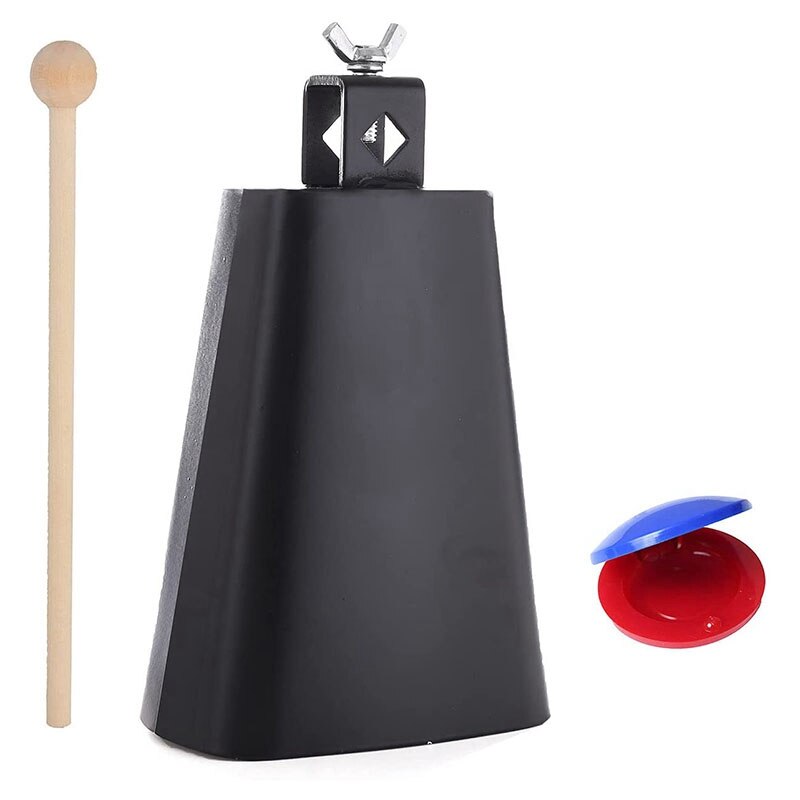 Cowbell Cow Bells,Cow Bell For Drum Set Hand Percussion Instruments Cowbells With Handle Stick Castanets: Orange