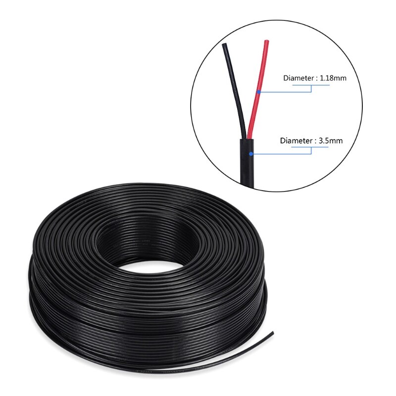 2 Pin Sheathed 18AWG/20AWG/22AWG DC Power Cord Electric White Red Extension Wire LED Power Cable Multipurpose Equipment