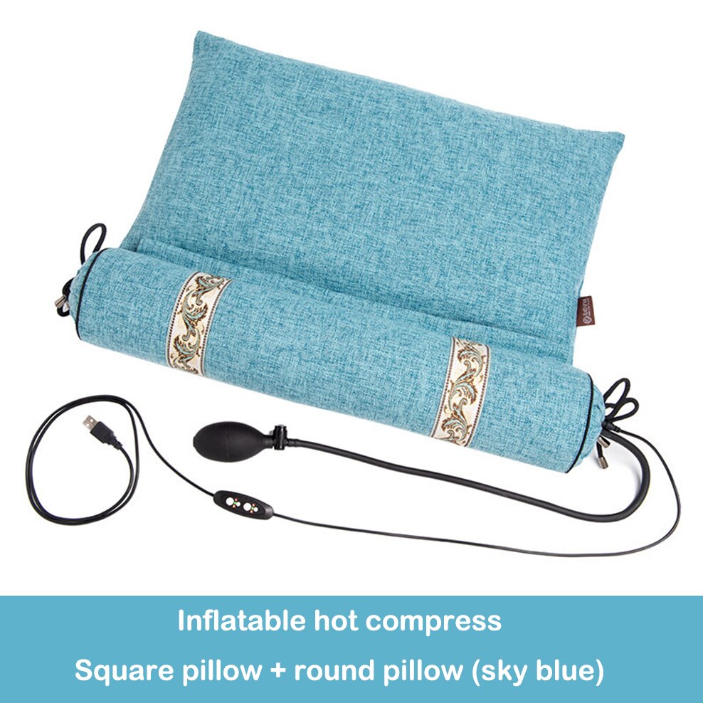 Buckwheat Cervical Pillow Orthopedic Recommendation Cervical Spine Traction Chinese Herbal Medicine Compress Neck Pillow: Herbs-sky blue