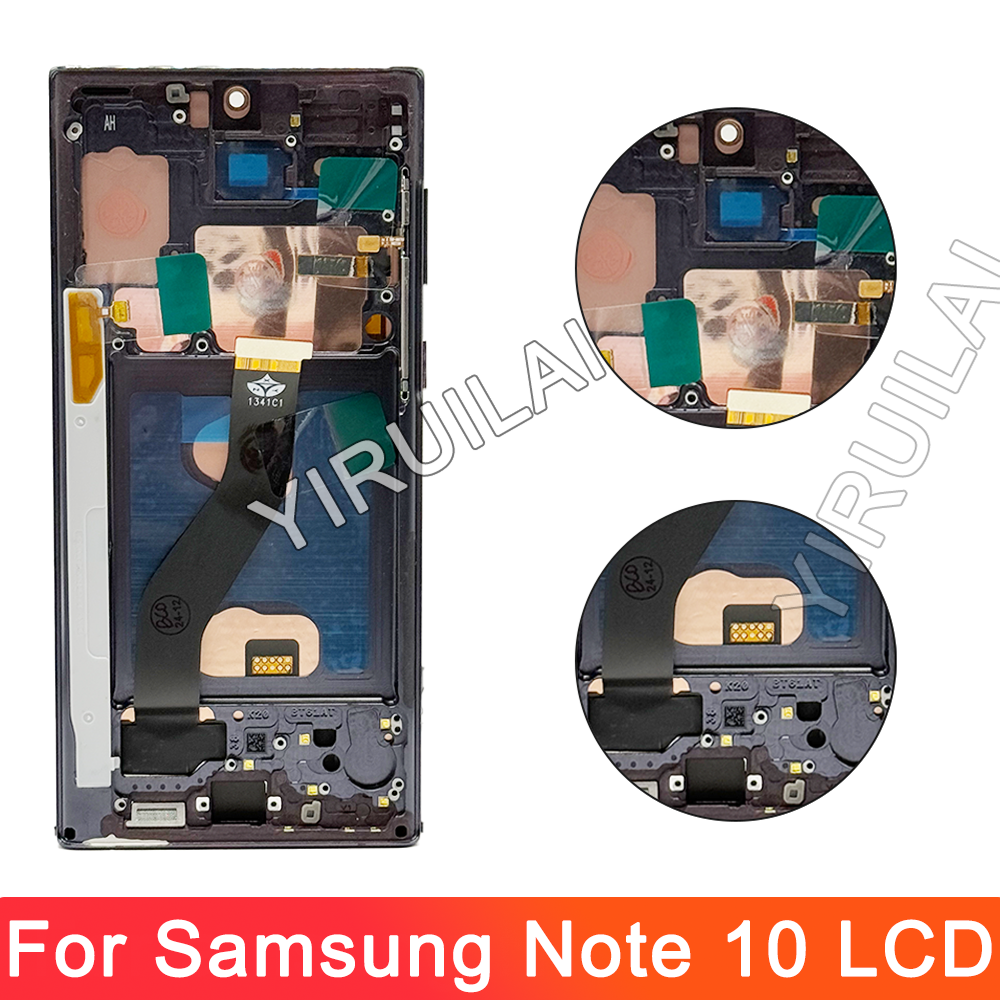 100%  testskærme til samsung note 10 med ramme lcd-skærm 6.15 " note 10 sm-n970f n970a n970f/ ds  n970n lcd tft-skærmdele