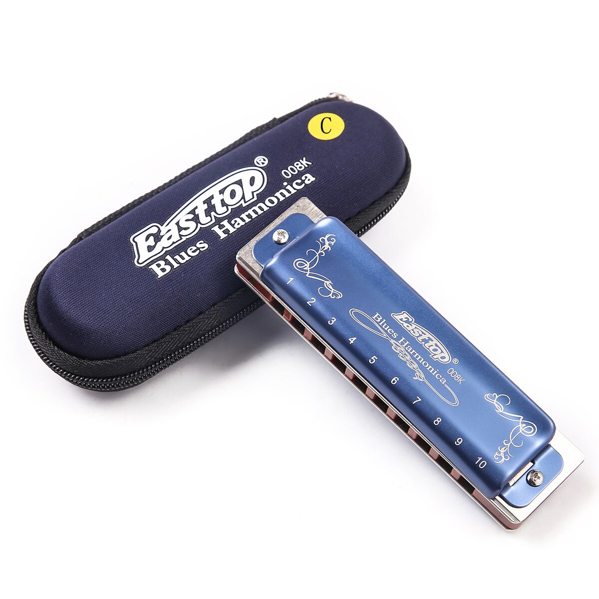 Swan SW1040 Silver Color 10 Holes 40 Tones Chromatic Harmonica Changeable Tones Musical Instrument Woodwind Swan Harmonica Harp: East top T008k blue