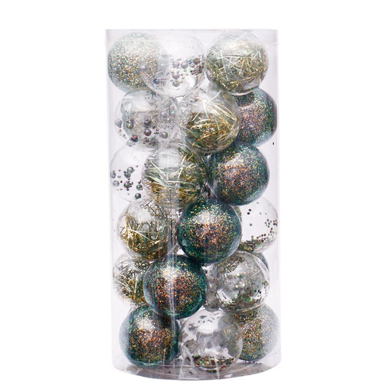 6cm/30 Pcs Christmas Balls Clear Plastic Ornaments Party Xmas Tree Hanging Decor: 9FF202222-MCG