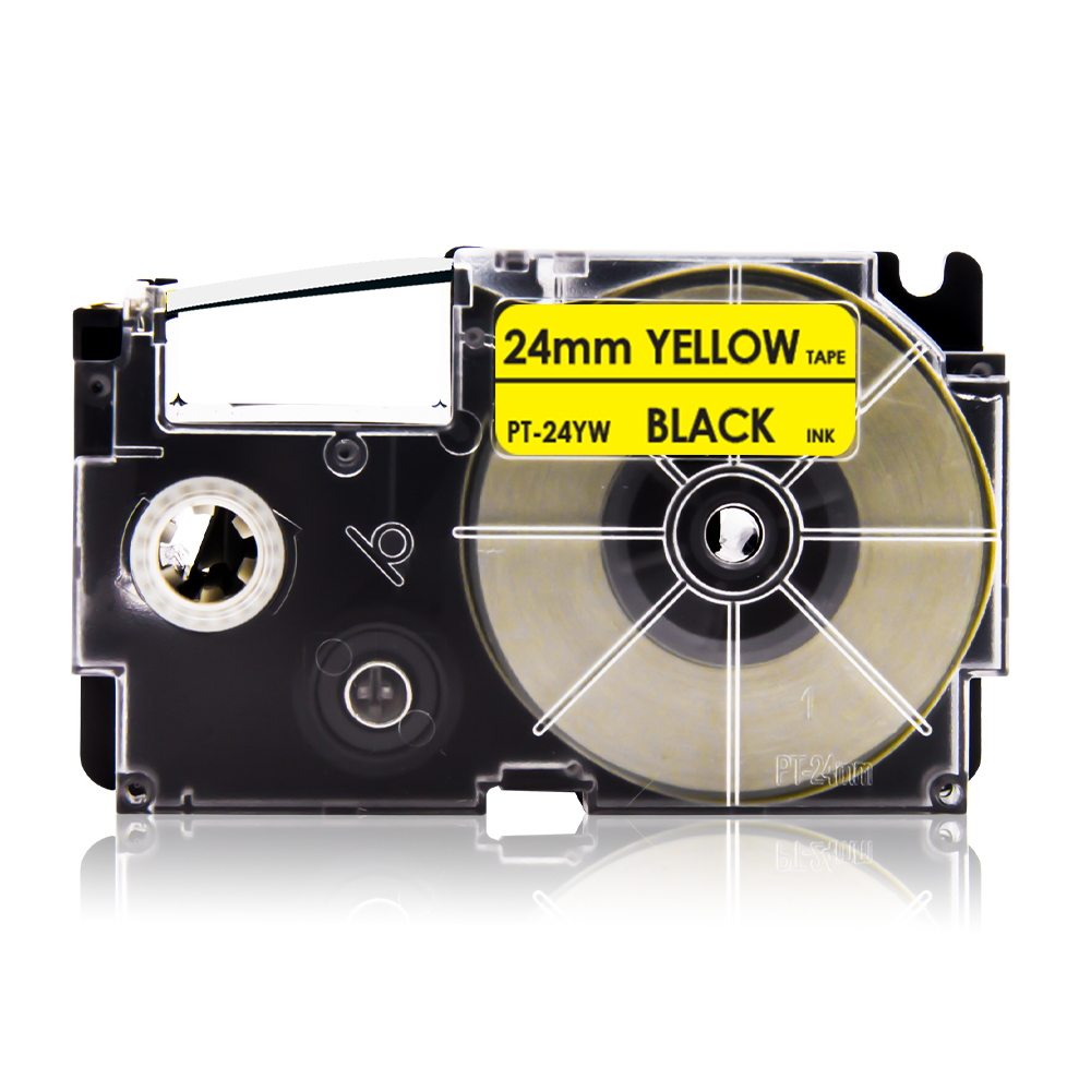 10PK Black on Yellow Tape Replace Casio 24mm Label Tape XR-24YW XR24YW Printer Label for Casio Label Maker KL-8100 KL-8200 KL430