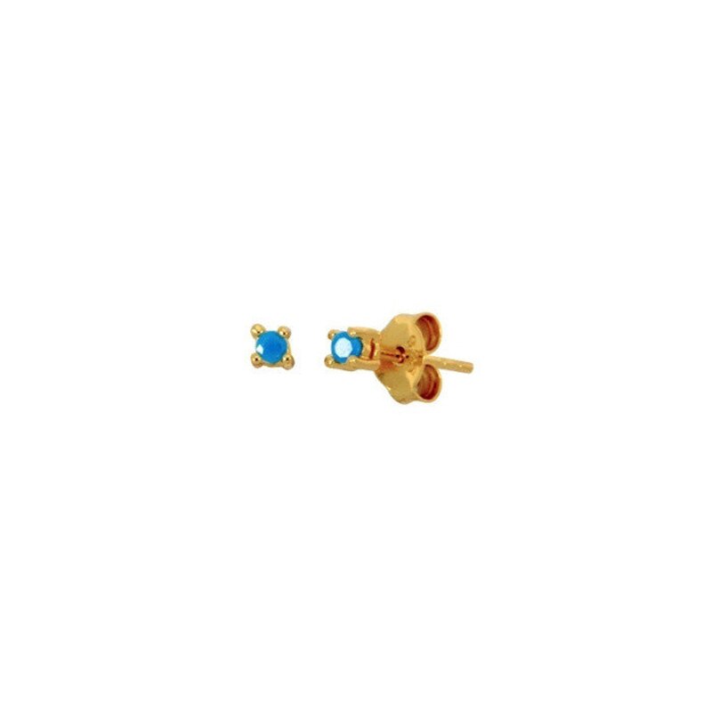 Pendientes Plata de Ley 925 100% auténtica de Mujer Huggies pequeños con tachuelas para aniversario de boda: gold color3