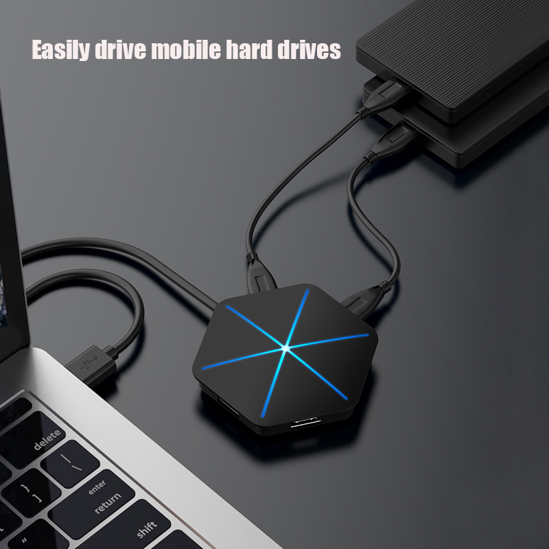 Répartiteur OTG 6 ports USB Hub, 7 modèles, avec lecteur de carte SD TF, lumière RGB Cool, USB 2.0 3.0, pour ordinateur de bureau et portable