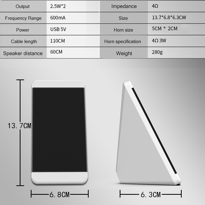 A Pair of Computer Speakers PC Speaker Horn for Laptop Desktop Phone Audio+USB Multimedia Wired Loudspeaker
