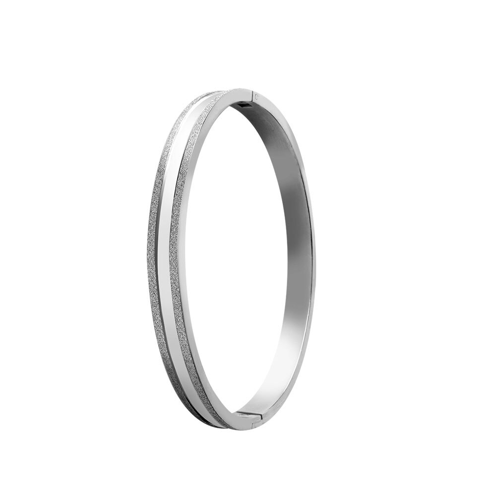 Fine4u b058 manguito pulseira para mulher 316l aço inoxidável sandblasted pulseiras & bangles 3 cores escolhas: Silver-6mm