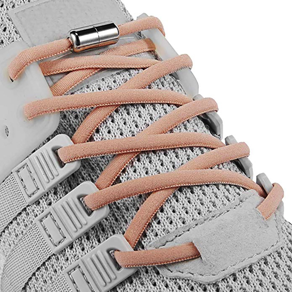 Elastische Geen Tie Schoenveters Ronde Metalen Lock Veters Voor Kinderen En Volwassen Sneakers Quick Schoenveters Halve Cirkel Shoestrings