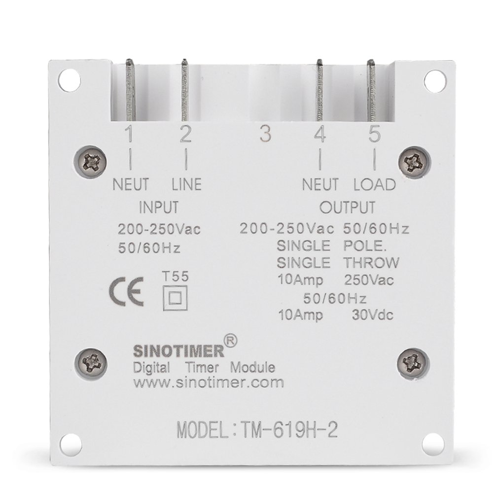 SINOTIMER 220V 10A Weekly 7 Days Programmable Digital Time Switch Relay Timer Control for Electric Appliance with Alarm Clock