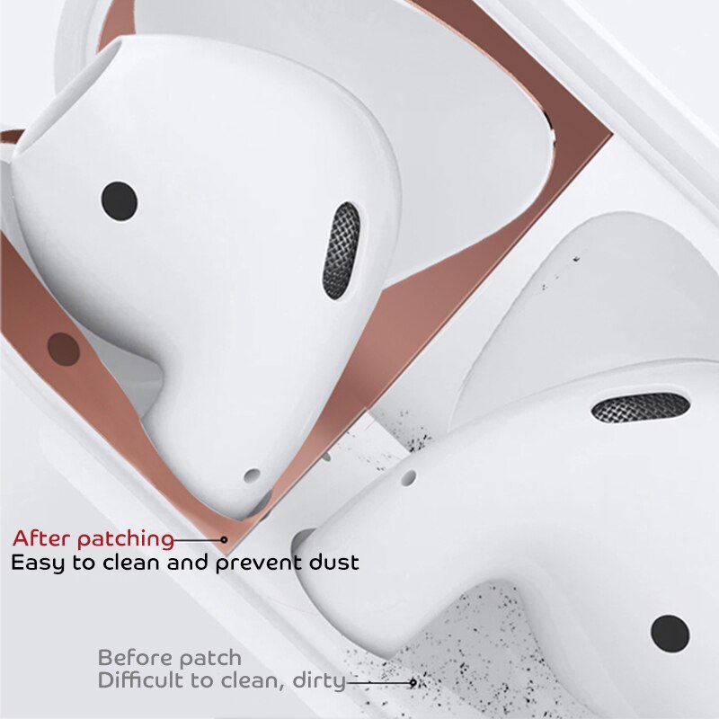 Dust-proof Dust Guard Sticker for Airpods 1 2 Metal Skin Protective Sticker for AirPods 1 Earphone Charging Box Case Cover Shell