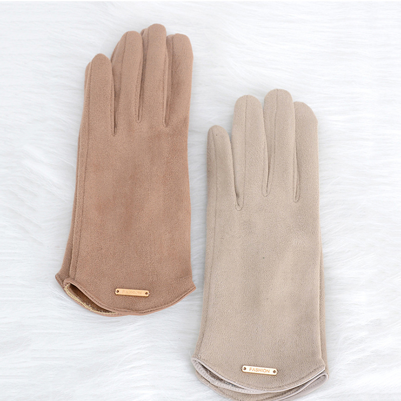 Guantes sencillos y finos para mujer, manoplas de otoño e invierno para mantener el calor con pantalla táctil, tela de ante a prueba de viento