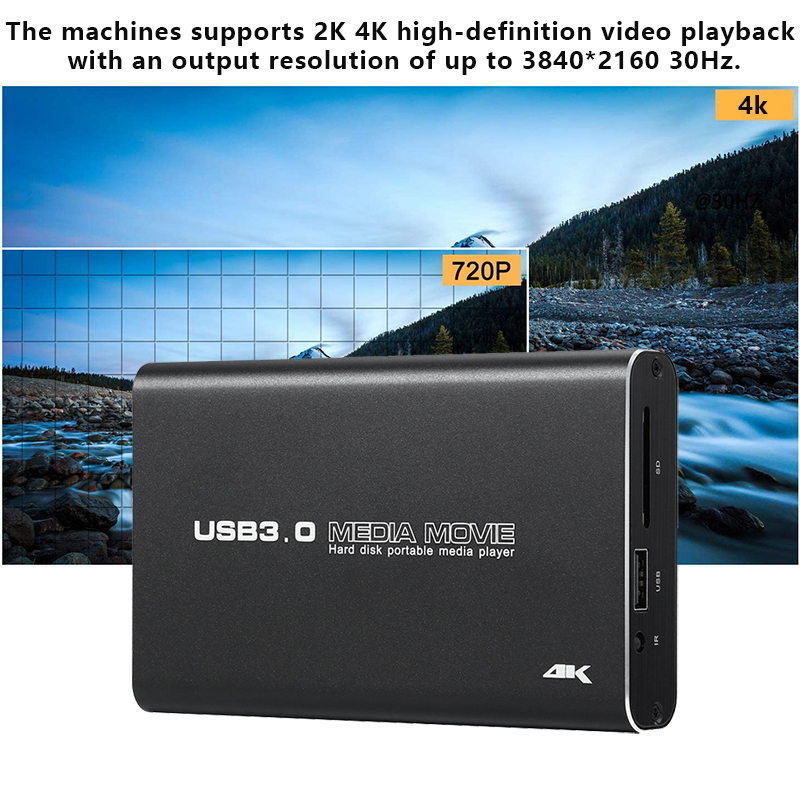 4K USB3.0 HDD Media Player Full HD H.265 Media Player Center with Auto Play For USB OTG SD AV TV AVI RMVB RM PPT SPDIF USB Hard