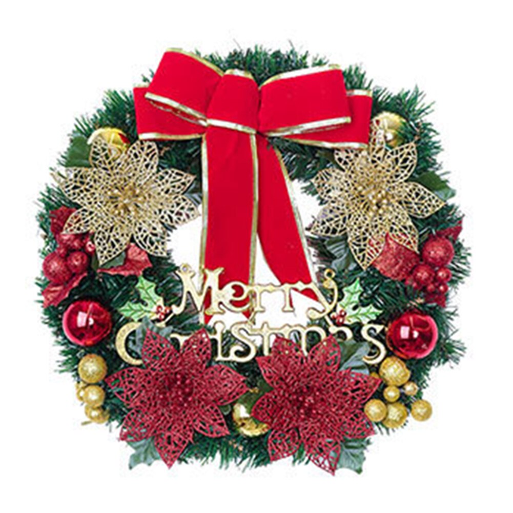 Couronne de noël en aiguilles de pin, cerceau floral pour porte de maison, ornement suspendu, décoration de mariage, bonne année: D