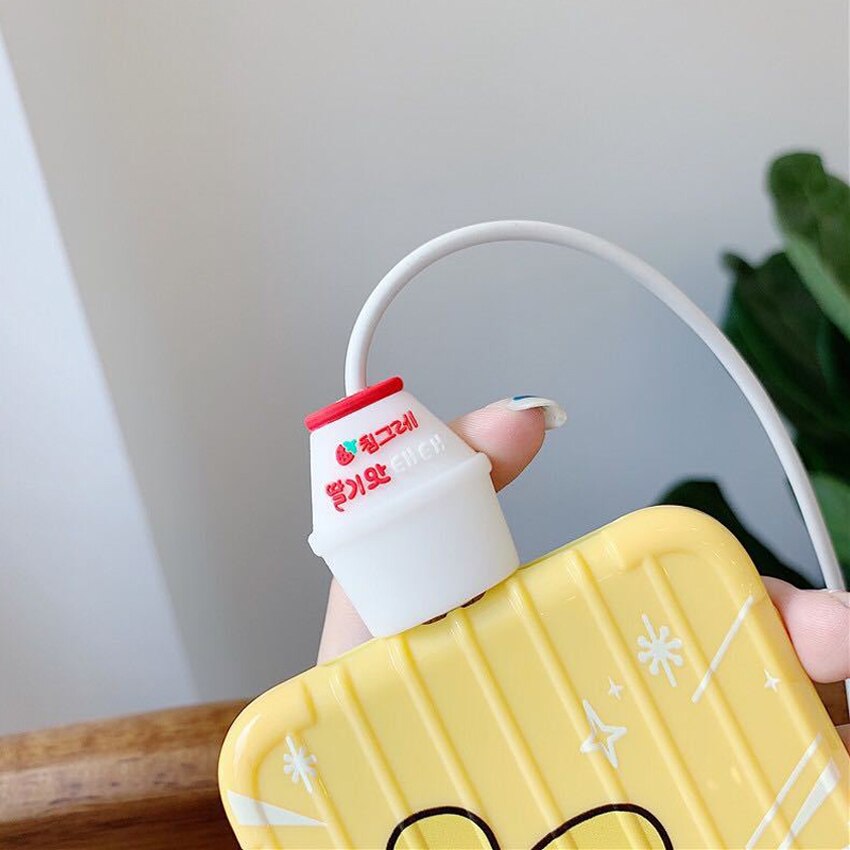 Protecteur de câble de chargeur de téléphone, morsure de Fruit de dessin animé, mignon, cordon souple, accessoires de téléphone, Lightning/MicroUSB/connecteur de Type C: Strawberry Juice