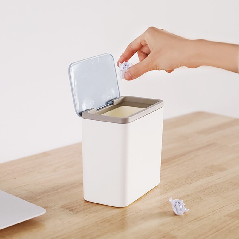 Square Mini Small Waste Bin Desktop Garbage Basket Home Table Plastic Office Supplies Trash Can Dustbin Sundries Barrel Box