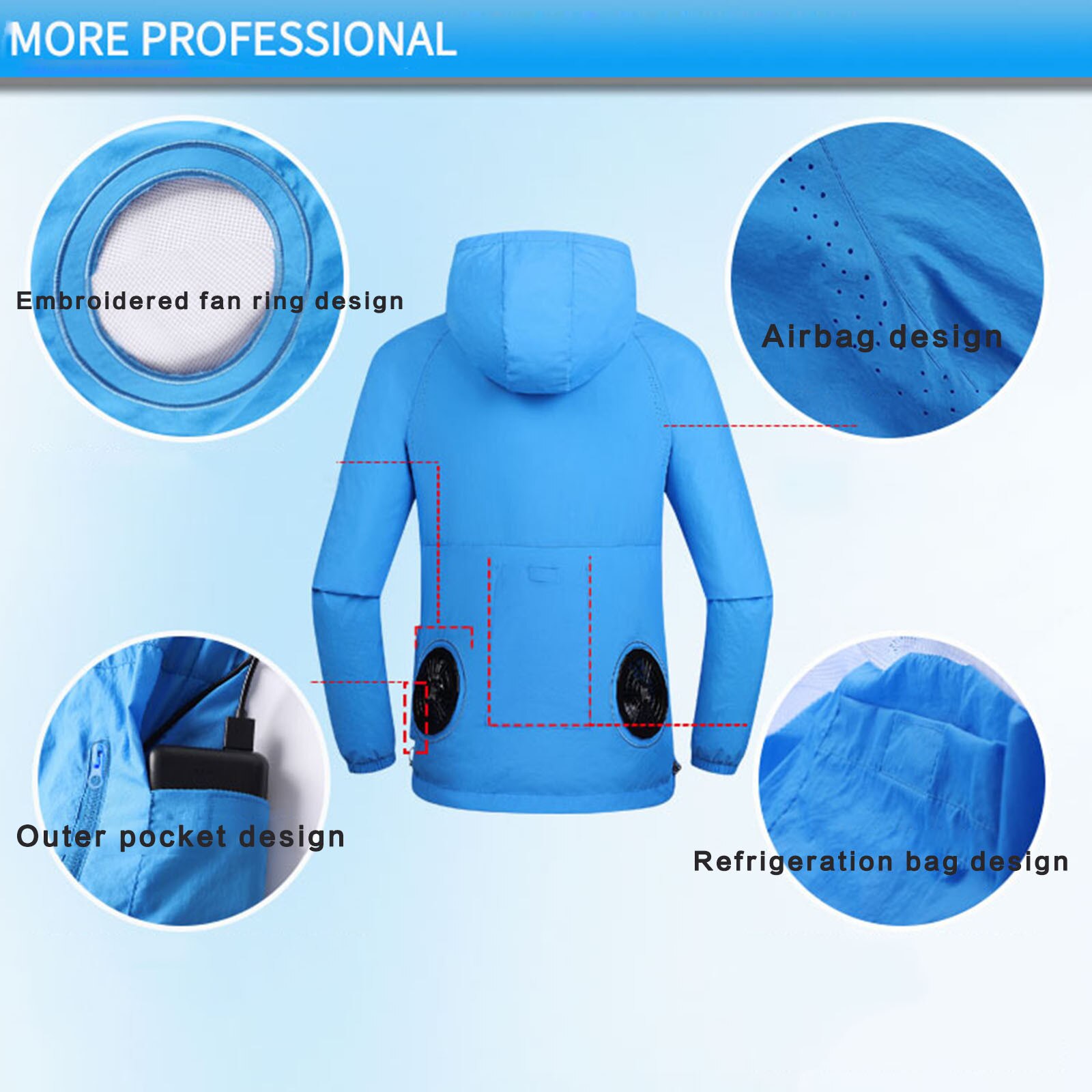 Manteau de pêche pour la chasse et la randonnée, imperméable, pour l'été, veste avec ventilateur frais, climatisation USB,