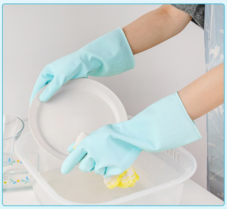 Household Washing Dishes Household Cleaning Laundry Gloves To Protect Hands Natural Latex Durable Velvet Gloves Gloves Kitchen