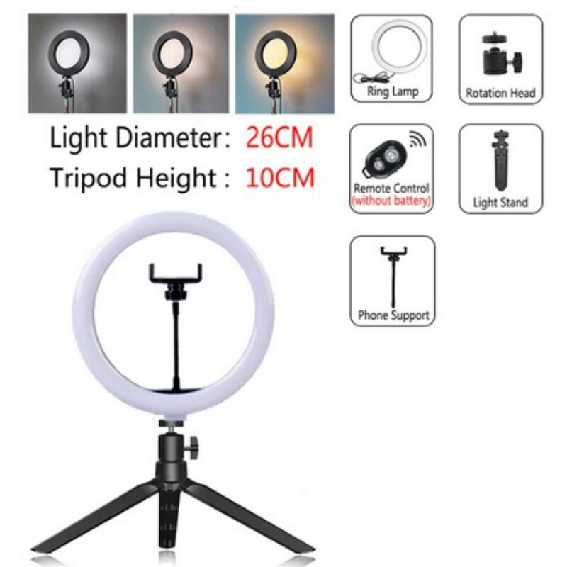 LED Selfie Ring Light Dimmable LED Ring Lamp Photo Video Camera Phone Light ringlight For Live Fill Light: 26CM-TH0.1