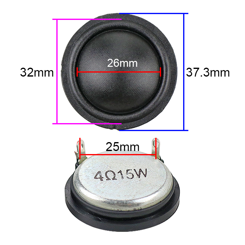 GHXAMP 1.5 inch 37mm Dome Silk Tweeter Neodymium 25 core Sound Absorbing Cotton 4Ohm 15W Treble Speaker Clear Sound Sweet 2PCS