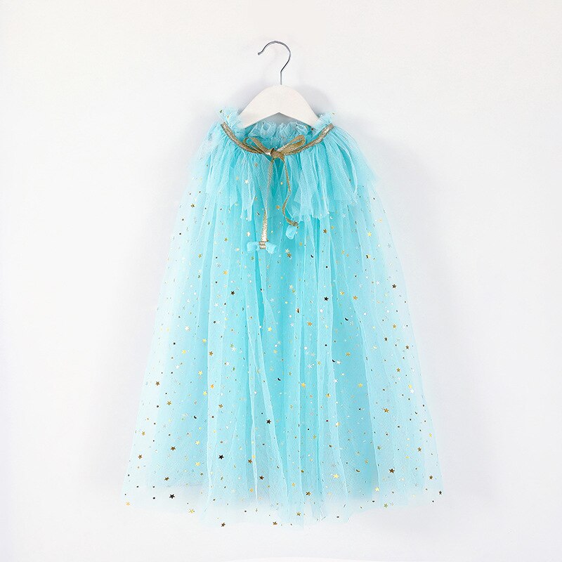 Natale taglia unica ragazze mantello paillettes palla scialle scialle abito per bambini cappotto del capo festa di compleanno spiaggia arcobaleno avvolgere Costume da principessa