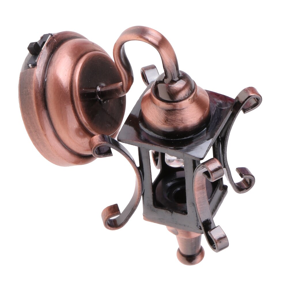 12th Dolls House Miniatue Copper Metal Lamp Outdoor Wall Light Lighting LED