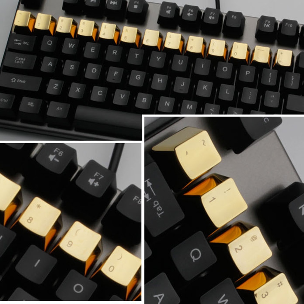 OEM Profil Silver Color Mechanical Keyboard 37 Key Metal Key Caps For Cherry MX Switch Keyboard Zinc Alloy Keycaps