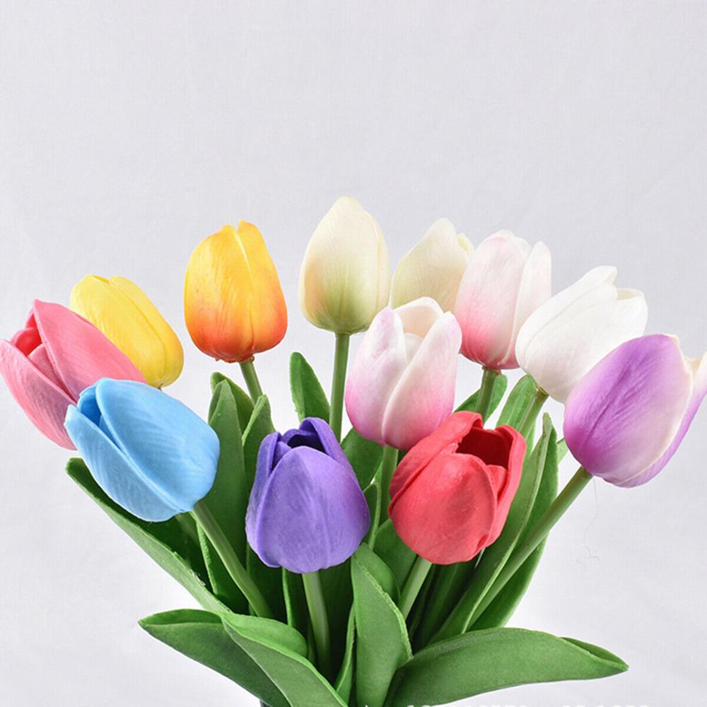 Uds. Flor Artificial de tulipán, flor falsa de tacto Real, ramo para la boda, decoración para el hogar y el jardín