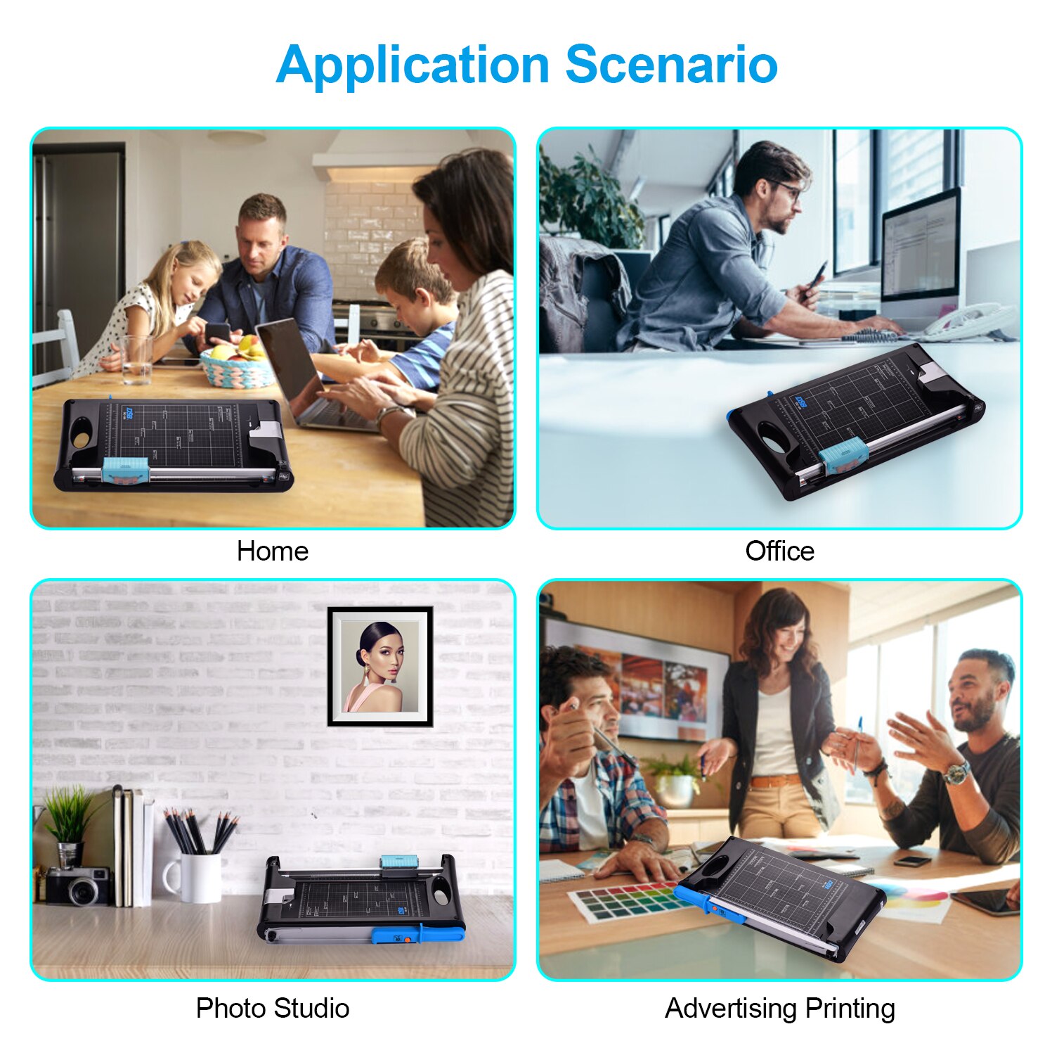 Multi-Functional A4 Photo Cutter Double-Sided Paper Trimmer Guillotine Straight Skip Wave Corner Cutter with 13 Inch Cut Length