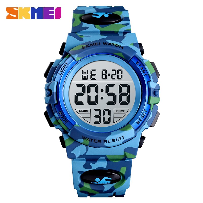 SKMEI Kinderen Horloge 50M Waterdicht Kid Horloges Luxe stopwatch Alarm Horloge Voor Jongens Mode Kinderen Klok relógio: Light Blue