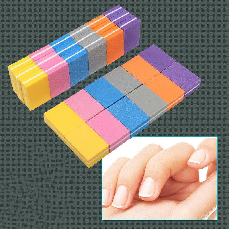 Kleurrijke Dubbelzijdig Mini Nagelvijl Blokken Spons Nagellak Schuren Buffer Strips Nail Polijsten Manicure Gereedschap