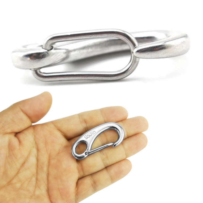 100mm Egg Shape Spring Snap Hooks 316 Stainless Steel Hiking Camping Belt Carabiner Quick Release Carabiner Buckle Eye Shackle