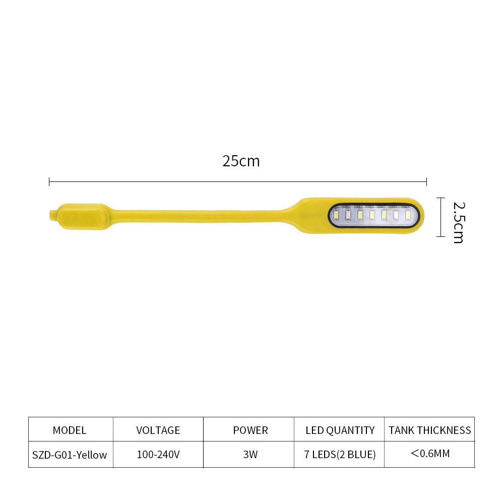 Lámpara LED para acuario, luces con Clip de fijación magnética, giratorio de 360 grados, USB, 3W: SZD-G01-Yellow
