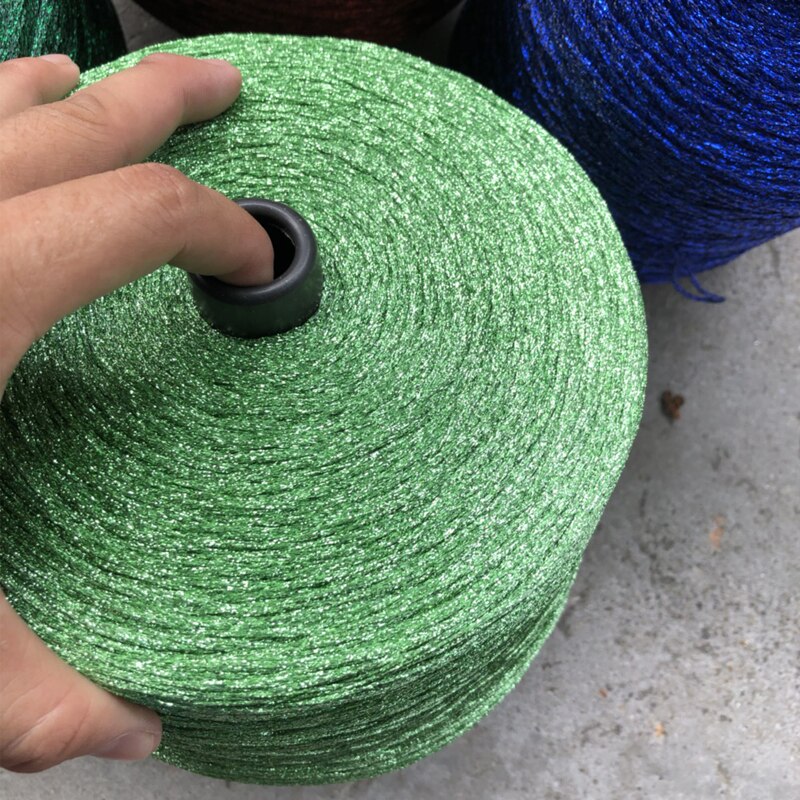 Hilo metálico de seda dorado y plateado brillante, madeja de de 250g para tejer, hilo de coser X5208